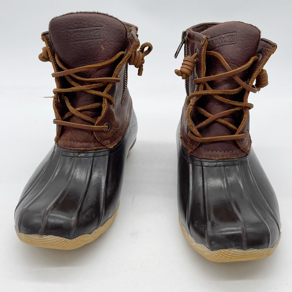Sperry Womens Saltwater Duck Boot Waterproof Leather Rubber size 7 Brown Outdoor - Picture 6 of 11